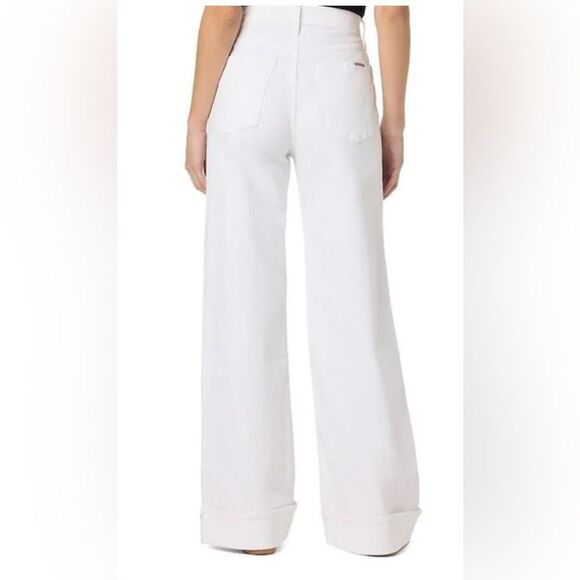 Hudson Jeans NEW Women's White Jolene High-rise Wide-leg Cuffed Jeans Size 29 - Picture 2 of 12